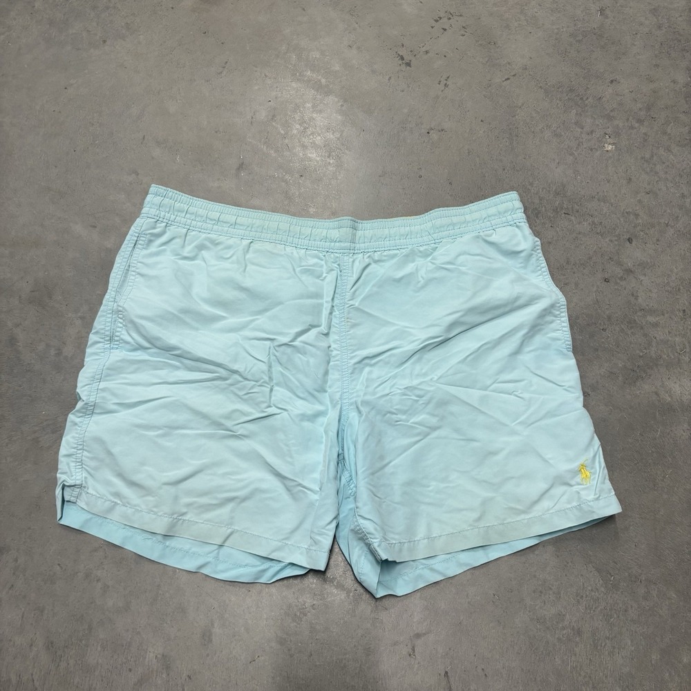 Polo Ralph Lauren Mens Trunks‎ Blue Yellow Sz Large 100% Nylon Beach Swim Shorts